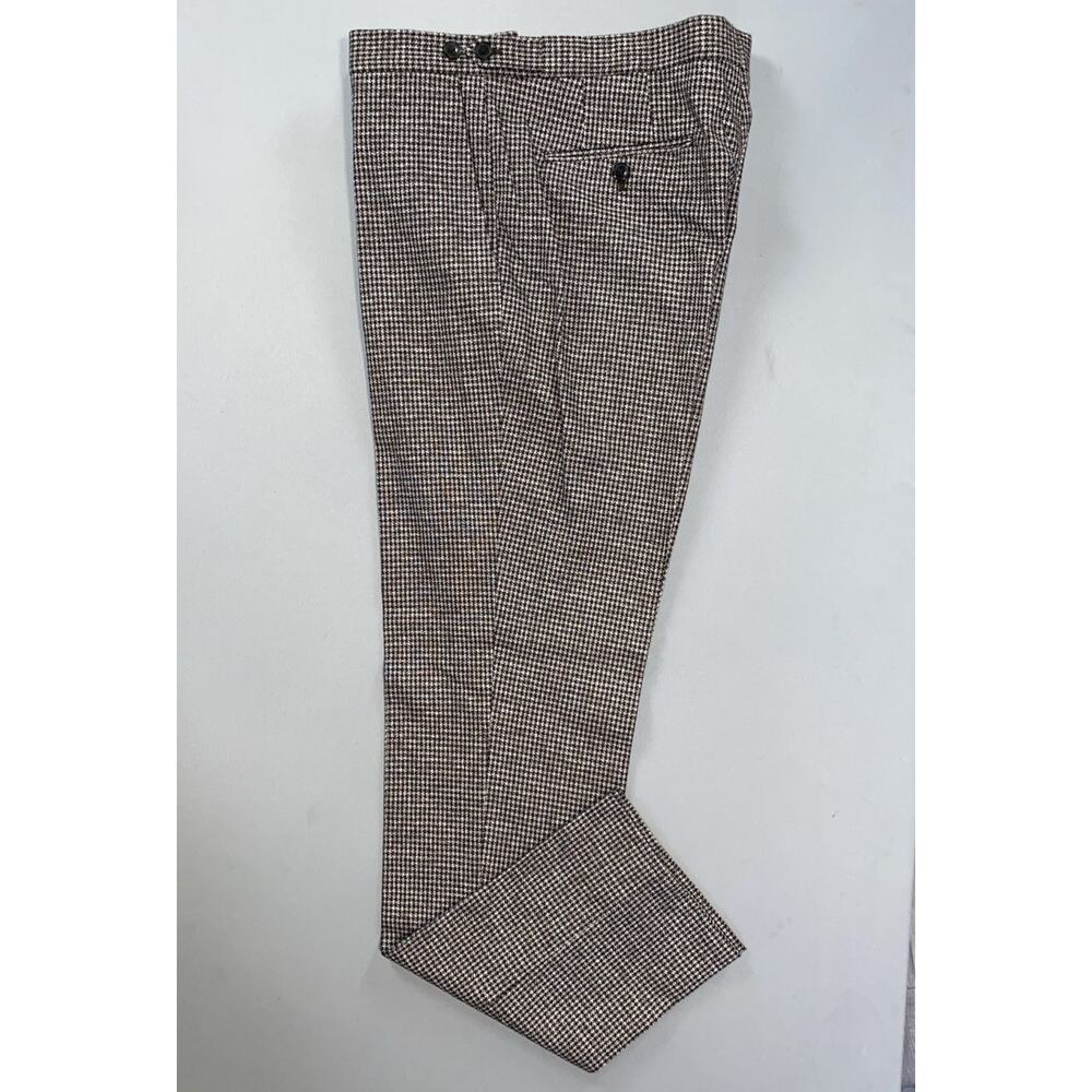 REISS Flat Front Stretch Cotton/Linen Pants. Adjusters. Check, Men's 34X33. MINT